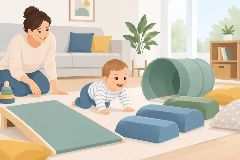 Baby-Krabbelparcours sicher aufbauen: So geht's